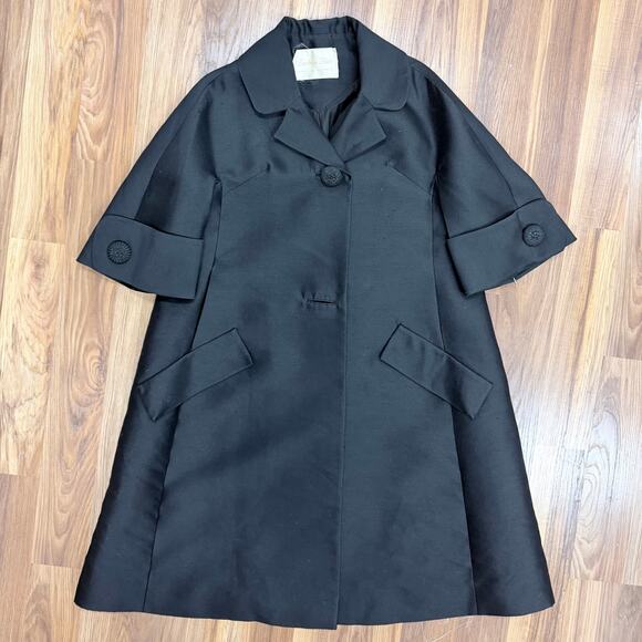 Vintage 60s Jackie Mod Swing Coat Elegant Bell Sleeve Old Money Luxury Coquette - Picture 10 of 16